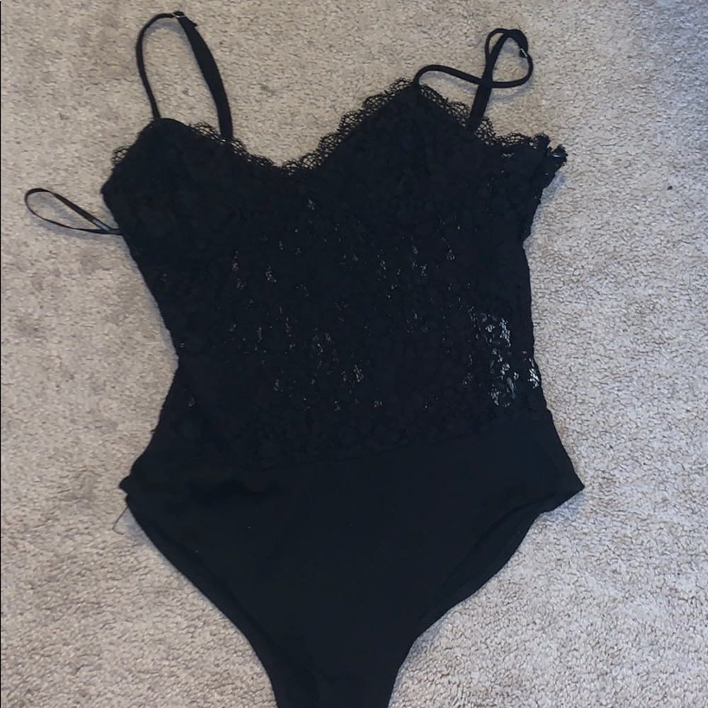Black lace body suit tank top